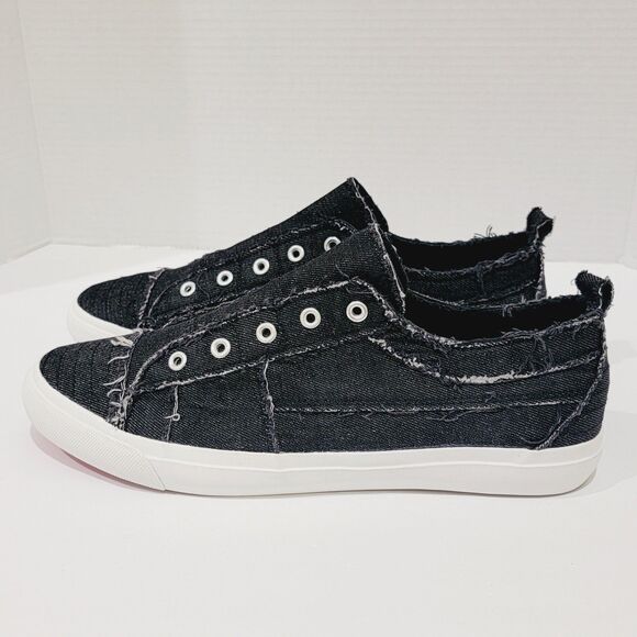 Corkys Babalu Sneakers Women's Size 12 Black Distressed Slip On Canvas Shoes EUC - Picture 6 of 12